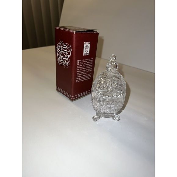 1985 Hofbauer Crystal Byrdes Collection Mini 2 pc Egg Shaped Trinket Box w/Feet - Picture 3 of 4